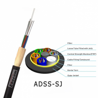 High speed ADSS fiber Optica cable outdoor g652d 24 core hilos single mode span 300 Aramid yarn double PE jacket