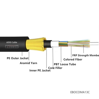 Overhead ADSS Loose Tube Stranded SM Fiber Optical ADSS Cable for sale