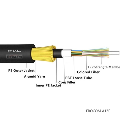 High tensile strong resistance Adss fiber optical cable12 24 48 core hilos fibra optica cable mini group soporte pptueb
