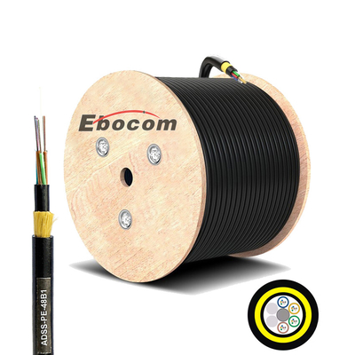 48 Core ADSS Fiber Optic Cable Single Mode SM G652D Aramid Yarn Double Sheath Double Jackets AT PE