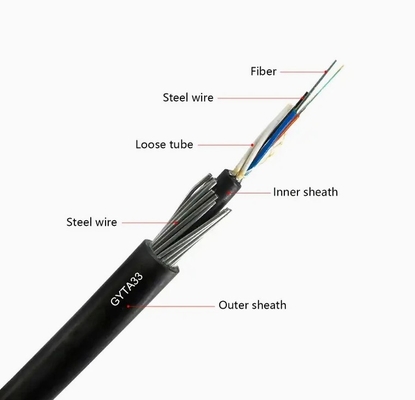 Outdoor GYTA33 Steel Wire Fiber Optic Cable 2-288 Core 25D 12.5D for Underwater Crossings
