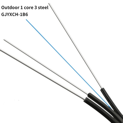 Outdoor FTTH Drop Cable 2 Core SM G657A1 Fiber LSZH Jacket With Steel Wire FRP Strength Member