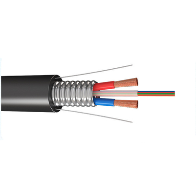 Photoelectric Composite Hybrid Optical Fiber Cable GYXTW RVV Armoured 12 Cores with Power Cable