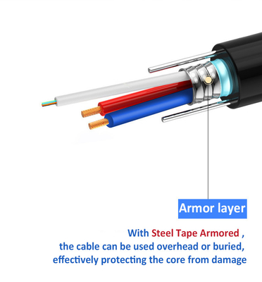Photoelectric Composite Hybrid Optical Fiber Cable GYXTW RVV Armoured 12 Cores with Power Cable