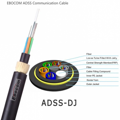 High tensile strong resistance Adss fiber optical cable12 24 48 core hilos fibra optica cable mini group soporte pptueb