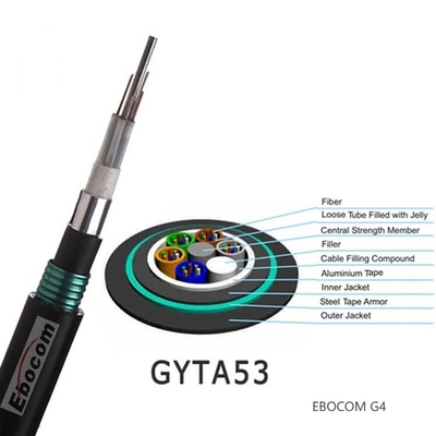 2-144 core GYTS53 GYTA53 underground optical cable SM G652D PE jacket Double Armored long distance communication