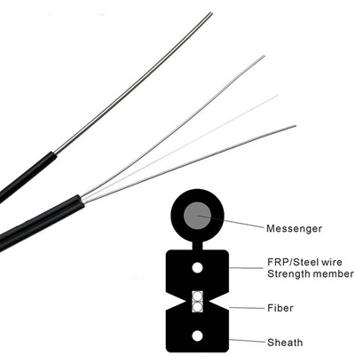 Outdoor FTTH Drop Cable 2 Core SM G657A1 Fiber LSZH Jacket With Steel Wire FRP Strength Member