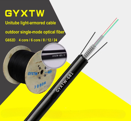 Kabel światłowodowy zewnętrzny GYXTW 2~24 rdzenia jednowarunkowy centralna rurka opancerzona do instalacji powietrznej i kanałów