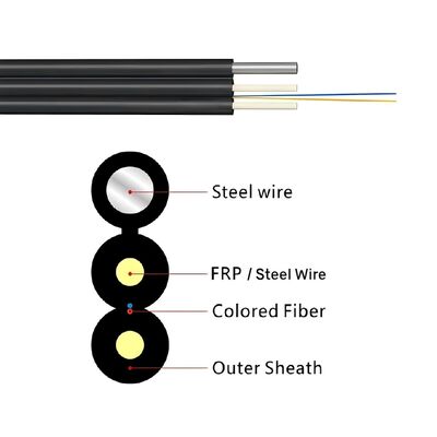 FTTH Outdoor Drop Cable GJYXFCH 2 Core G657A1 z stałym drutem przesyłającym